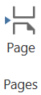 The Pages Ribbon contains a flat design page icon with a small arrow with the text Page.  